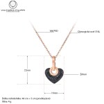 Ocelový náhrdelník se zirkony Dagmara Black - chirurgická ocel, srdíčko, Zlatá 40 cm + 5 cm (prodloužení)