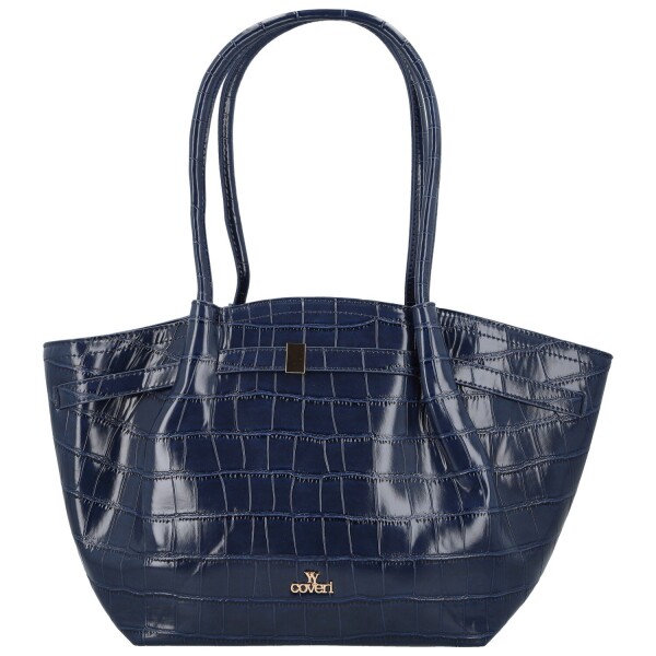 Luxusní dámská koženková kabelka na rameno Moiry, tmavě modrá