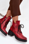 Dámské kožené kotníkové boty na klínku s vyhříváním Vinceza 39950 červené 37