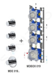 PAFFONI - Modular Box Termostatická baterie pod omítku, pro 3 spotřebiče, zlatá MDE019HG