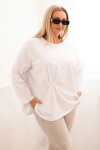 Dámská blůza Plus Size s bavlnou, kapsou a ohrnutým rukávem kiwi UNI