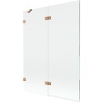 MEXEN/S - Lunar vanová zástěna 2-křídlová levá 130 x 150, transparent, měď kartáčovaná 897-130-100-65-00-L