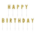 PartyDeco Svíčky Happy Birthday zlaté