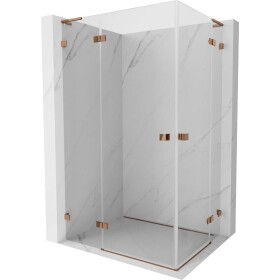 MEXEN/S - Lunar L Duo sprchový kout dveře křídlové levá 90 x 85, transparent, růžové zlato 834L-090L-085P-60-00