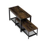 Botník 2 police, MDF dekor staré dřevo, kov - černý matný lak