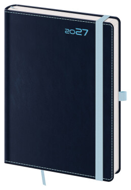 Týdenní diář 2027 Helma A5 Double Blue s poutkem