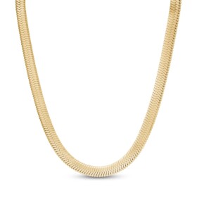 Pozlacený herringbone řetízek – 5 mm plochý hadí náhrdelník, Zlatá 50 cm