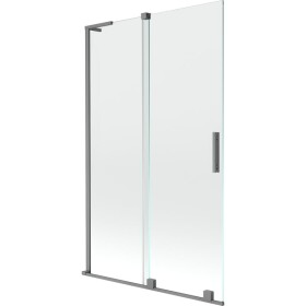 MEXEN/S - Velar L dvoukřídlá posuvná vanová zástěna 110 x 150, transparent, grafit metal 896-110-003-01-95
