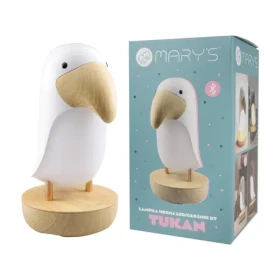Mary's LED noční lampička a Bluetooth reproduktor 2v1 - tukan, bílý (MW20789)