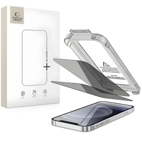Tech-Protect Quick Set Spy+ pro Apple iPhone 12/12 Pro / Ochranné sklo / Privacy filtr / 2 ks