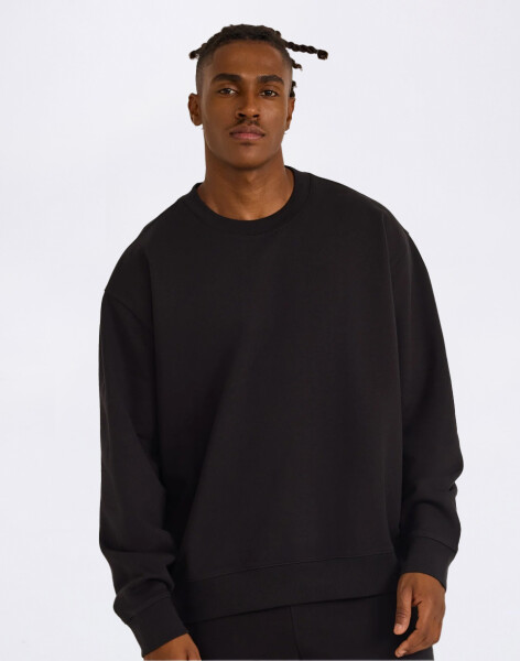 Organic Basics Weekend Boxy Fit Crewneck Sweatshirt Black L