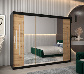 Šatní skříň Abi Y2 Barva korpusu: Černá, Rozměry: 250 cm, Dveře: Dub artisan