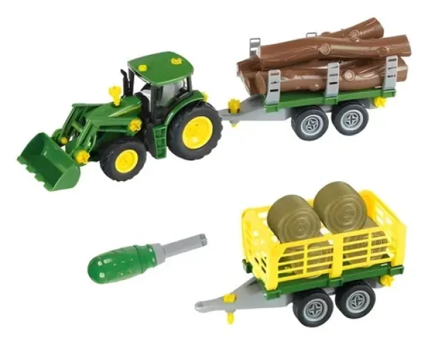 Traktor John Deere s natáčecím řízením a 2 přívěsy
