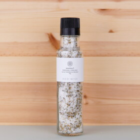 ADD:WISE Mořská sůl Parmesan Oregano v mlýnku 275 g, černá barva, bílá barva, sklo, plast