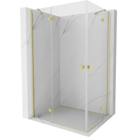 MEXEN/S - Mist H Duo sprchový kout dveře křídlové 95 x 80 cm, transparent, zlato kartáčovaná 8A5-095L-080P-55-00
