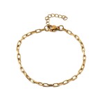 Náramek z nerezové oceli - paperclip chain - zlatý - 16,4 cm - 1 ks