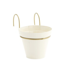 MADAM STOLTZ Závěsný obal na květiny Gold and Cream, krémová barva, kov