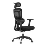 Kancelářská židle, černá síťovina, posuvný opěrák, plastový kříž, kolečka na tvrdé povrchy