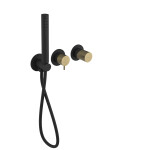 SAPHO - ULTRATAP podomítková sprchová/vanová baterie s ruční sprchou, 2 výstupy, černá mat/zlato mat UT045TBG