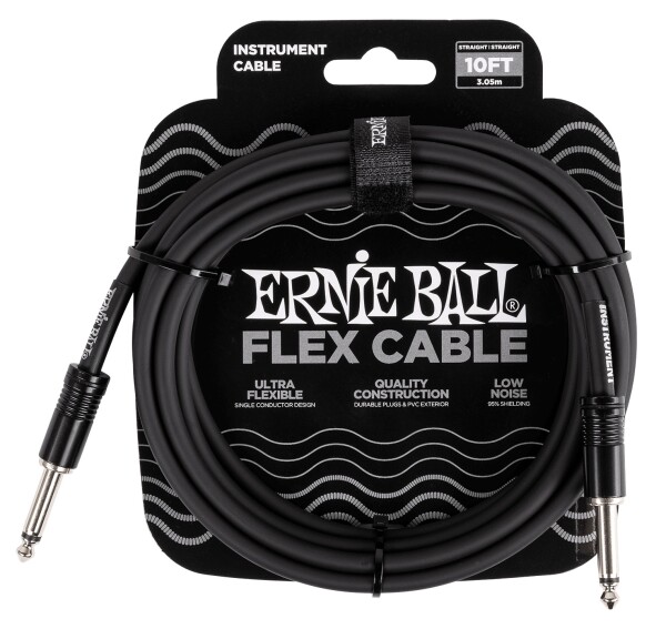 Ernie Ball Flex Instrument Cable Straight/Straight 10ft Black