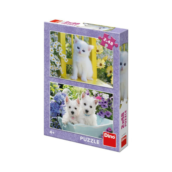 Puzzle 2x48 Koťátko westíci