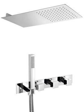 SAPHO - Podomítkový sprchový set s termostatickou baterií a držákem ruční sprchy, 2 výstupy, hranatá, chrom MB453-01