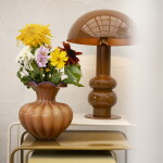 MADAM STOLTZ Skleněná váza Apricot/Lilac, hnědá barva, sklo