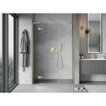 MEXEN/S - Mist-H L sprchové dveře křídlové levé 125, transparent, zlatá kartáčovaná 8A5L-125-001-55-00-L