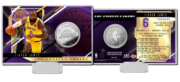 Highland Mint Mince Los Angeles Lakers NBA LeBron James Player Silver Mint Coin Card
