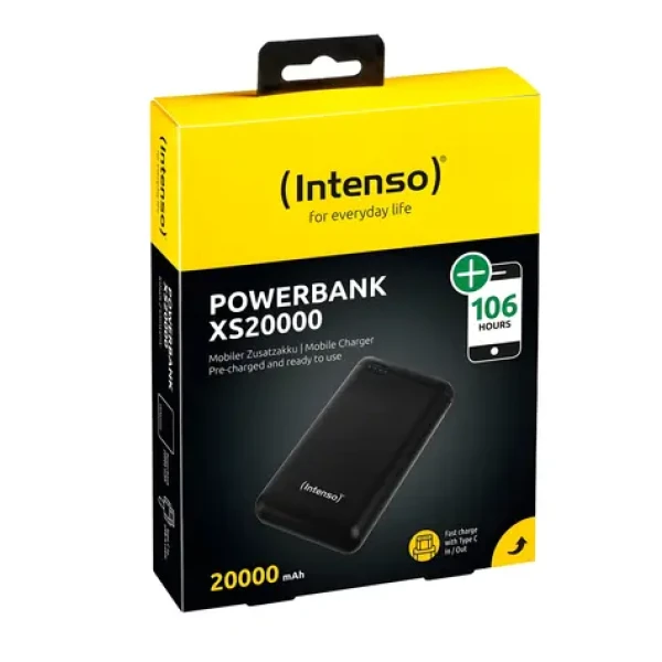 Intenso XS20000 černá / Powerbanka / 20 000 mAh / USB-A + USB-C / 3,1 A (7313550)