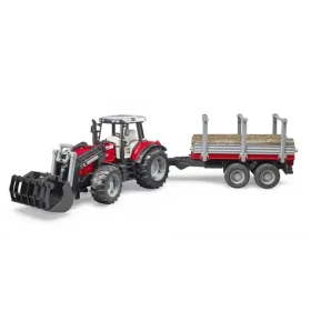 Bruder 02046 Massey Ferguson 7480 s čelním nakladačem a přepravníkem dřeva