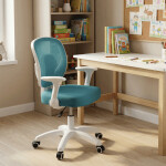 Dětská židle, výškově nastavitelná, modrá síťovina, KA-K1062 BLUE