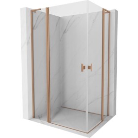 MEXEN/S - Mist L Duo sprchový kout dveře křídlové 115 x 105, transparent, měď kartáčovaná 8A4L-115-105-65-00