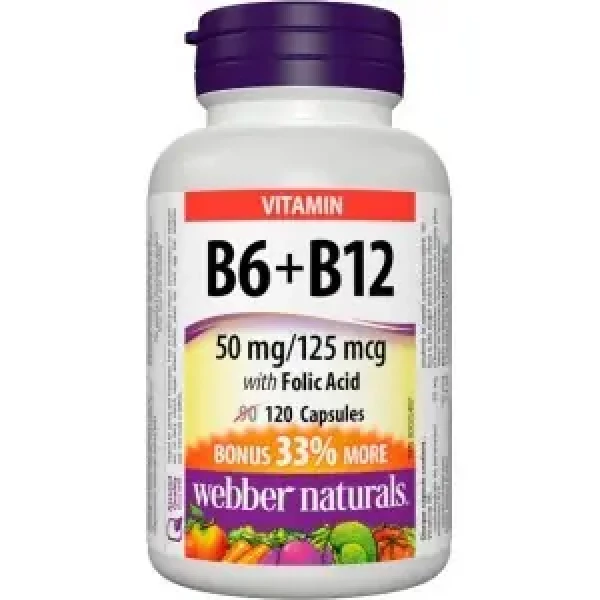 Webber Naturals B6 + B12 with Folic Acid 120 cps (05102)