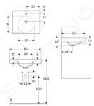 GEBERIT - Preciosa II Umyvadlo 600x500x165 mm, bez přepadu, s otvorem pro baterii, bílá 123262000