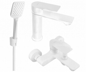 MEXEN - Royo R62 Set umyvadlové a vanové baterie s příslušenstvím, bílá 72203R62-20