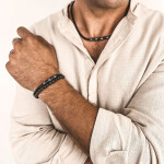 Pánský náramek Fernando - 6 mm lávový kámen, Černá 19 cm