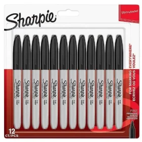 Sharpie Popisovač permanentní černá 12ks / kulatý hrot F (1996111)