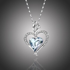 Náhrdelník Swarovski Elements True Love světle modrý - srdíčko, Světle modrá 42 cm + 5 cm (prodloužení)