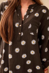 Dámská květinová blůza 22062 hnědá - Kesi UNI