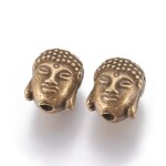 Kovový korálek - Buddha - staromosazný - 10 x 9 x 8 mm - 1 ks