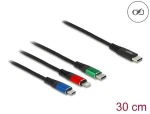 DeLock USB-C černá / Napájecí kabel 3v1 / USB-C na Micro-USB, USB-C, Lightning / 0,3 m / USB 2.0 (86820)