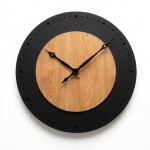 DumDekorace Nástěnné hodiny BLACK&amp;OAK 2 XXL 75 cm z dubového dřeva s tichým mechanismem