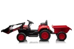 Mamido Dětský elektrický traktor s radlicí a přívěsem červený