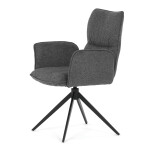 Židle jídelní, šedá látka, 360° vratný mechanismus, černý kov
