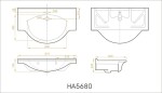 Nábytkové umyvadlo Naturel Pro 81x50 cm otvor pro baterii uprostřed HA5680 HA5680