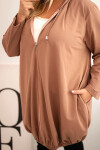 Dámská mikina Plus Size s kapucí Cappuccino - ZENTEX capuccino XL/2XL