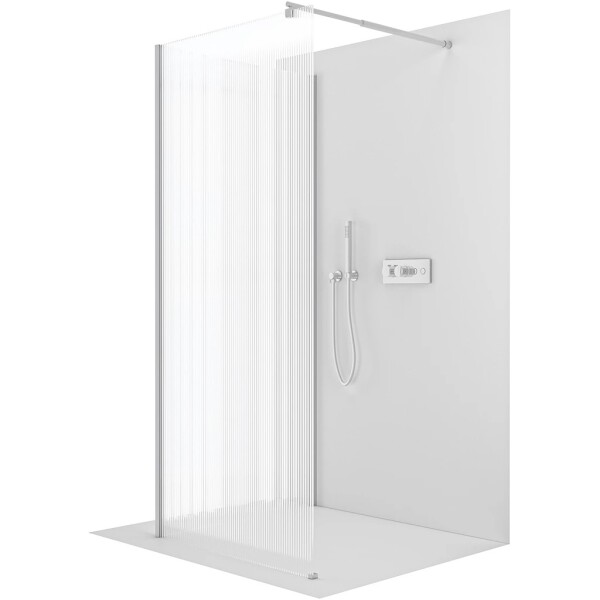 CERANO Sprchová zástěna Walk-in Onyx Corner Round L/P - 8 mm - kulatá vzpěra - chrom, rýhované sklo - 80x90x200 cm