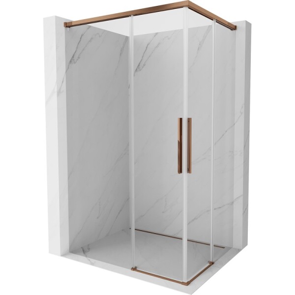 MEXEN/S - Rox Duo sprchový kout posuvný 95 x 90, transparent, růžové zlato 8C2D-095-090-60-00