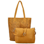 Módní dámský koženkový set kabelek Safira, žlutý